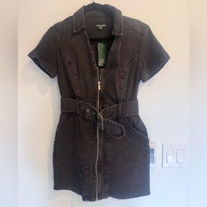 Wild Fable, Black Denim Zip-Up Belted Dress. NWT size small
